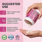 Natal Glow Methylated Prenatal Vitamins for Women Folate Omega 3 Vitamins A B12 C D3 E K2 Iron Riboflavin Biotin Choline Calcium Iodine Magnesium Zinc Selenium Copper Manganese by Clean Nutra