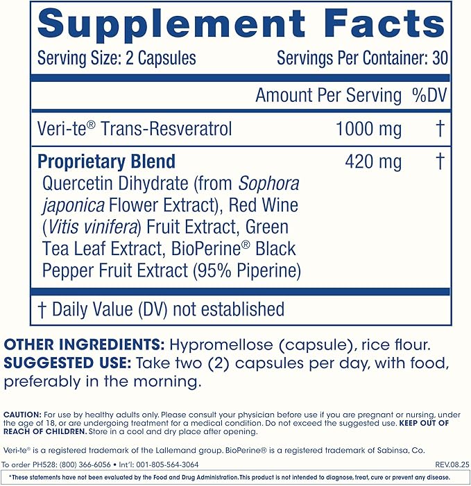 ProHealth Trans Resveratrol Plus 1000mg. Worlds Most Researched Trans-Res Supplement. Doctor Formulated with Quercetin & BioEnhancers for Max Potency. Lab Tested 98% Pure. 30 Servings (3 Pack)
