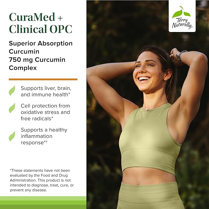 Terry Naturally CuraMed 750mg - Antioxidant Supplement for Brain & Heart Health Support - Dietary Supplement with High-Potency Curcumin Complex - Kidney, Liver & Immune Health Support - 30 Softgels