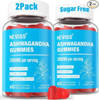 Ashwagandha Gummies, Magnesium Glycinate Gummies 2000mg for Adults, Vitamin B6, Zinc, Rhodiola Rosea, Lemon Balm, Relaxation Support, Natural Zzz, Brain, Muscle, Stamina, Energy, Sugar Free