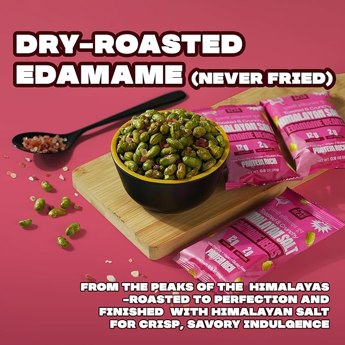 Where You Bean Edamame Beans Snack (Himalayan Salt) - Crunchy and Dry Roasted Edamame Beans - High Protein Snacks, Keto and Vegan Healthy Snacks for Adults & Low Carb Asian Snack 0.9 oz (Pack of 8)