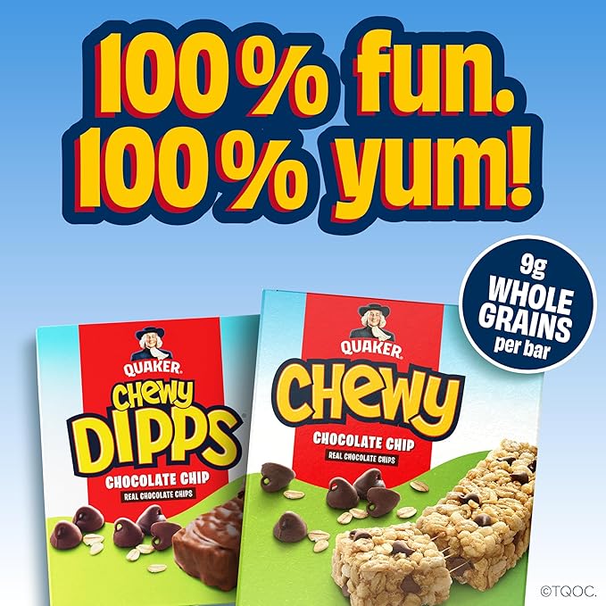 Quaker Chewy Dipps Granola Bars Chocolate Chip, 1.09 oz, 14 Ct