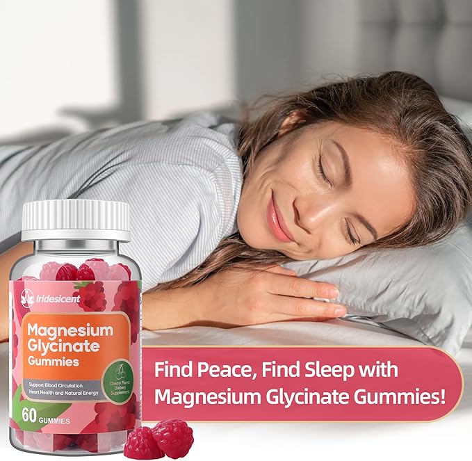 Magnesium Glycinate Gummies, Sugar Free Magnesium Supplement w/Ashwagandha, Zinc, Vegan Magnesium Glycinate Supplement for Adults - 120 Cherry Gummies