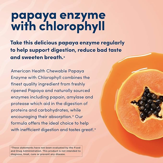 American Health, Papaya Enzyme with Chlorophyll, 250 Count