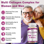 Multi Collagen Peptides Softgel for Women & Men - Type I, II, III, V, X - Hydrolyzed Collagen Peptides with Biotin, Vitamin C & Hyaluronic Acid - Support Skin Hair Nail & Joint - Non GMO, 180 Softgel