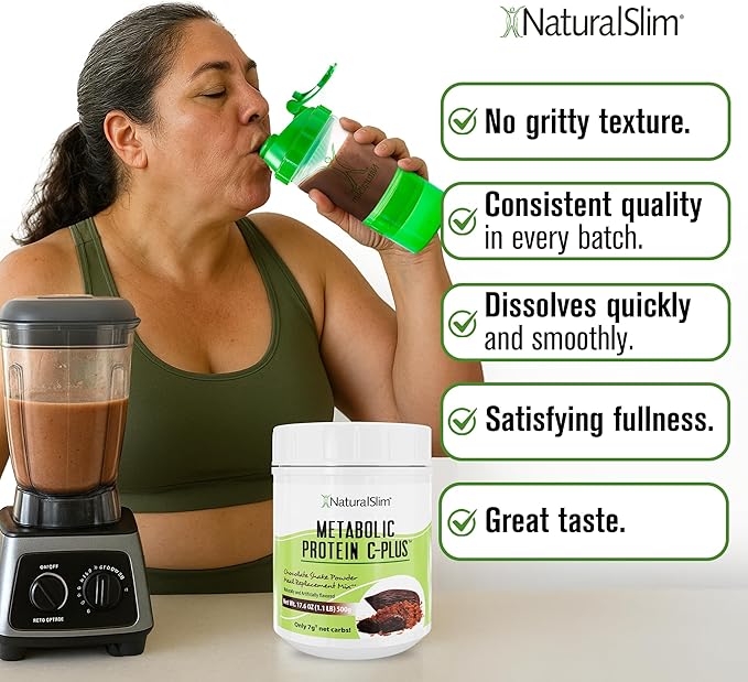 Metabolic Protein C-Plus, Whey Protein Powder & Shake Meal Replacement with Vitamin C, L-Glutamine & Digestive Enzymes, Low Carb Protein Drink, Support Metabolism, Energy & Gut health 1.1 lb Chocolate