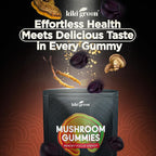 KIKI Green Mushroom Gummies with Lion's Mane and 9 Adaptogen Superfoods Blend - Chaga, Red Reishi, Cordyceps, Shiitake, Black Fungus | 60 Count, 10:1 Extract