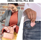 Portable Pill Box Pill Case Daily - Waterproof Single Metal Pill Container for Pocket Purse, Aluminium Alloy Round Daily Medicine Organizer to Hold Vitamins, Fish Oil, Medicine Medium Size