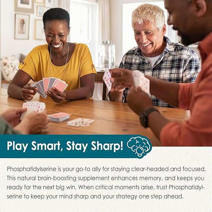 Phosphatidylserine - Nootropic Brian Supplement, Focus & Energy Gummies + Bacopa Monnieri, Omega 3, Huperzine A, Methyl B12 & B6 for Seniors, Gamers, Workers, Non-GMO, Caffeine-Free, Sugar Free,60 Cts