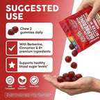 Sugar Savior Ceylon Cinnamon Berberine Gummies Apple Cider Vinegar Artichoke Turmeric Blueberry Ginseng Banaba Bitter Melon Black Pepper Vitamin D Zinc GLP1 Gummies 60 Count by Clean Nutra