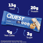 Quest Nutrition Blueberry Muffin Protein Bars, 20g Protein, 5g Net Carbs, 2g Sugar, High Fiber, Gluten Free, Keto Friendly, 4 Count