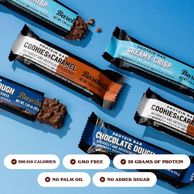 Barebells Starter Pack (3 Mix Pack) – 36 Total Bars, High Protein Snack, with 20g Protein & No Added Sugar – On-the-Go Breakfast or Post-Workout Treat, Cookies and Caramel, Creamy Crisp, Chocolate Dough