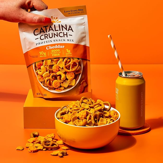 Catalina Crunch Protein Snack Mix with Cheese Crisps - 10g Protein, 1g Sugar per Serving - Good Source of Fiber, Keto, Gluten Free - Cheddar, 5.25 Ounce Bag (Pack of 1)