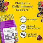Zarbee's No Sugar Coating Elderberry Gummies for Kids, Daily Immune Support* Gummies with Vitamins C, D3 & Zinc to Support a Healthy Immune System*, No Artificial Flavors, Ages 2+, 60 ct