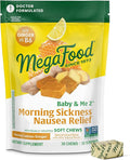 MegaFood Baby & Me Prenatal Morning Sickness Relief, Ginger Chews, with Vitamin B6, Made Without 9 Food Allergens, Honey Lemon Ginger Flavor, 30 Chews