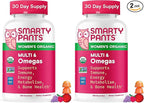 SmartyPants Organic Women's Multivitamin Gummies: Biotin, Methylfolate, Omega 3 (ALA), Vitamin D3,C,B12,B6,A,K & Zinc, Inositol, Gluten Free, Vegetarian, 120 Count (30 Day Supply)(Pack of 2)