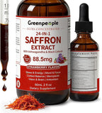 GREENPEOPLE Saffron Extract Supplements Drop - 24-in-1 88.5mg Saffron Extract with Ashwagandha,Black Cohosh & Lion's Mane for Mood&Focus,Stress Relief,Cortisol Reducer,Menopause – Vegan 2FL OZ