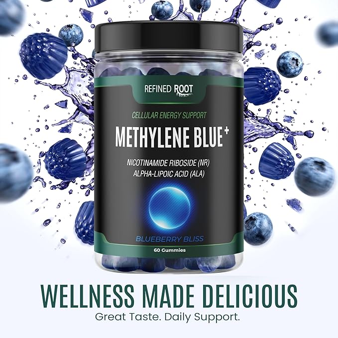 Methylene Blue Pharmaceutical Grade Gummies with Alpha Lipoic Acid (ALA) & NAD, Methylene Blue Gummies Cognitive Support, 60 Day Supplement