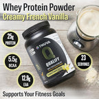 French Vanilla Protein Powder. 25g Protein Shake for Post Workout Recovery, Smoothie & Baking. Gluten & Sugar Free, Highly Kosher, Amino Acids (5.5g BCAA, 2.7g Leucine), 1.65lbs, 23 Servings