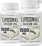 Liposomal Calcium AKG Supplement 1500 MG (Alpha-Ketoglutaric Acid), More Effective Than AAKG, Ca AKG for Longevity, Age Defense, Cellular Energy, Metabolic Function, 120 Softgels