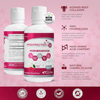 PreProtein 15 Liquid Hydrolyzed Collagen Peptides – Sugar Free Cherry Flavor Drink – 15g Protein Amino Acid Supplement for Bariatric Recovery, Joint Support & Wound Care – 16oz