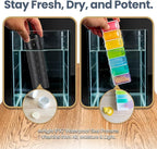 Ankomn 7 Day Travel Pill Organizer - IPX7 Rating Waterproof, Airtight & Portable Pill Case for Vitamins - Durable Weekly Supplement Case with Stackable Compartments for Outdoor Use - Black