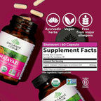 ORGANIC INDIA Shatavari Capsules - Herbal Supplement, Supports Hormonal Balance & Immune System, Vegan, Gluten-Free, USDA Organic, Supports Reproductive Health - 60 Capsules