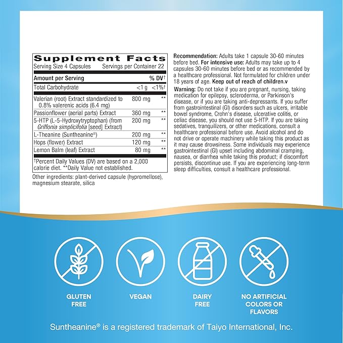 Nature's Way Revitalizing Sleep Formula, Promotes Restful Slumber*, With L-Theanine, Valerian Root Extract, and 5-HTP, 90 Capsules (Packaging May Vary)