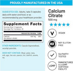 NatureWise Calcium Citrate 500mg Capsules - Supplement for Bone Health - Easy to Digest & Absorb - Vegan, Non-GMO, Gluten-Free - 90 Count[30-Day Supply]