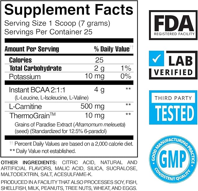 BPI Sports Best BCAA Shredded - Caffeine Free Thermogenic Recovery Drink, Lean Muscle Building BCAA Powder For Women and Men, Preworkout BCAAs Amino Acids Drink- Snow Cone - 25 Servings