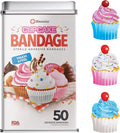 BioSwiss Bandages, Cupcake Shaped Self Adhesive Bandage Set, Latex Free, Sterile Wound Care, 50 Count