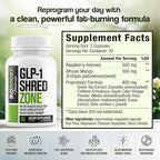 GLP-1 Shred Zone - Weight Loss Pills for Women & Men + Appetite Suppressant Support - Supports Healthy Pathways Associated with GLP-1 Activity - Fat Burner Supplement - 60 Capsules