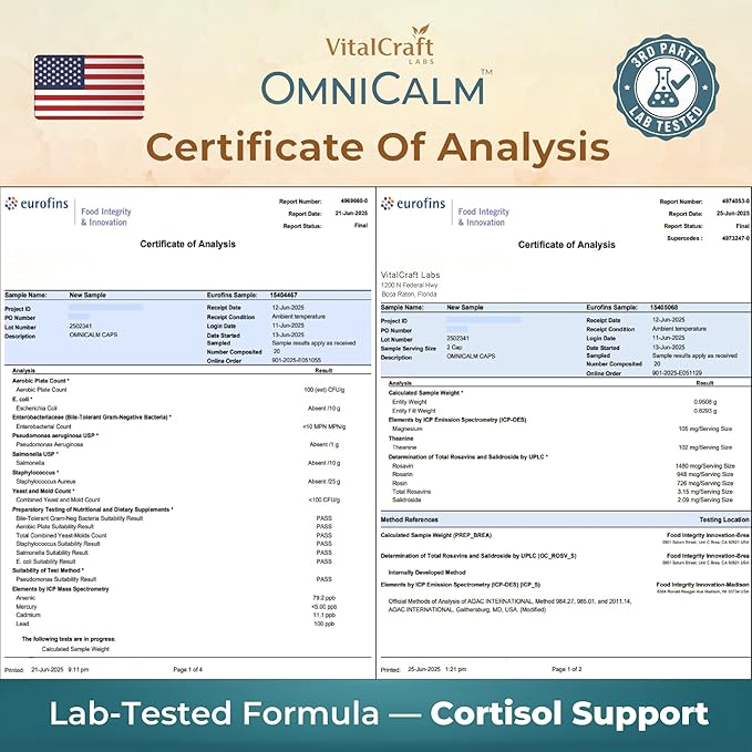 OmniCalm Cortisol Supplements for Women & Men | Stress Relief & Sleep Support with Magnesium & Ashwagandha, L Theanine | 14-in-1 Cortisol Reducer, Manager, Detox – USA