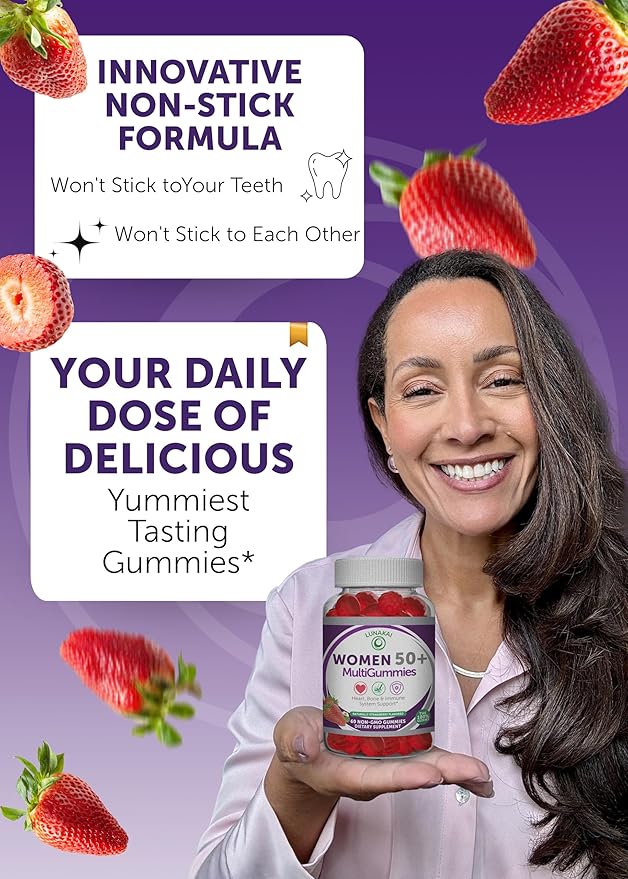 Lunakai USA Made 50 Plus Women's Multivitamin Gummies - Delicious Formula Enhanced with Essential Vitamins & Minerals for Health & Vitality - 3 Pack