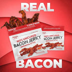 Sriracha Flavored Bacon Jerky, 12g Protein Per Bag, Tender & Easy to Chew Fully Cooked Bacon, USA Made, High Protein Carnivore Snacks (2 Bags)