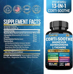 Corti-Soothe Cortisol Supplement for Women and Men with Magnesium Glycinate 200mg, L-Theanine 150mg, Phosphatidylserine 50mg & Manager Holy Basil Ginkgo Biloba Bacopa Monnieri Valerian 60 Capsules