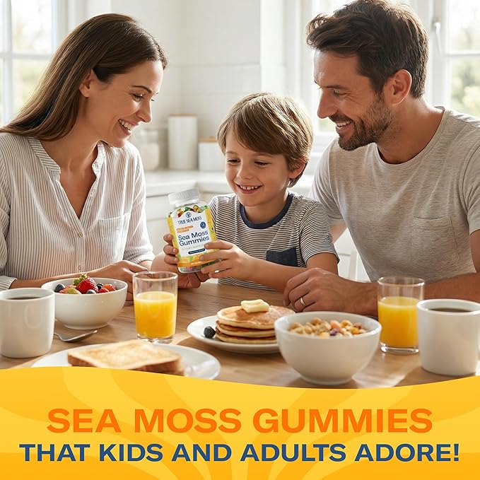 TrueSeaMoss Irish Sea Moss Gummies with Burdock Root & Bladderwrack – Formula for Adults & Kids – 60 Gummies (Packaging May Vary)