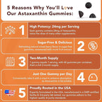 GOJOY NATURALS Astaxanthin Gummies 24mg – High Potency Antioxidant Supplement – Skin, Eye & Immune Wellness Support – Vegan, Sugar-Free, Non-GMO, Gluten-Free, Soy-Free – 60 Gummies