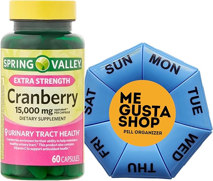Spring Valley Ultra Triple Strength Cranberry Dietary Supplement, 15,000 mg, 60 Count Includes Pill Organizer