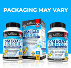 Triple Strength Omega 3 Fish Oil 3000mg - High Potency Omega 3 Supplement for Women and Men, Burpless Lemon Flavor Fish Oil - 2250mg Essential Fatty Acids with DHA & EPA, Wild Caught, 90 Softgels