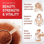 Mama Natural Hot Chocolate Multi Collagen Protein Powder, Made with Organic Cacao, Types 1, 2, 3, 4, 5, 10 Collagen Peptides Powder - Grass Fed Beef, Wild Fish Marine & USA Eggshell - 16 Servings