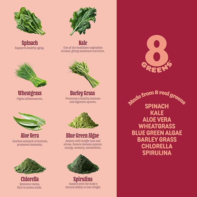 8Greens Supergreens Gummies | Superfood Gummy for Metabolism, Immunity & Focus, Digestive Health Enzymes, Organic: Chlorella, Spirulina, Aloe Vera, Peach Flavor, 100 Count