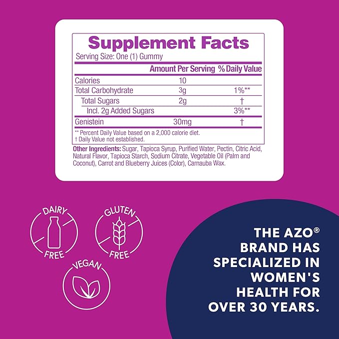 AZO® Daytime Menopause Gummies for Women, Clinically Proven Ingredient for Hot Flashes and Night Sweats*, Menopause Supplements for Women - 30 Gummies