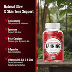 NutraPep Tanning Gummies for Women - Self Tan Bronzing Supplement that Work Without Sun - No Sugar Vegan with Astaxanthin Lycopene Beta Carotene Vitamins - Glow Up Skin Health Daily Oral Tanning Chews