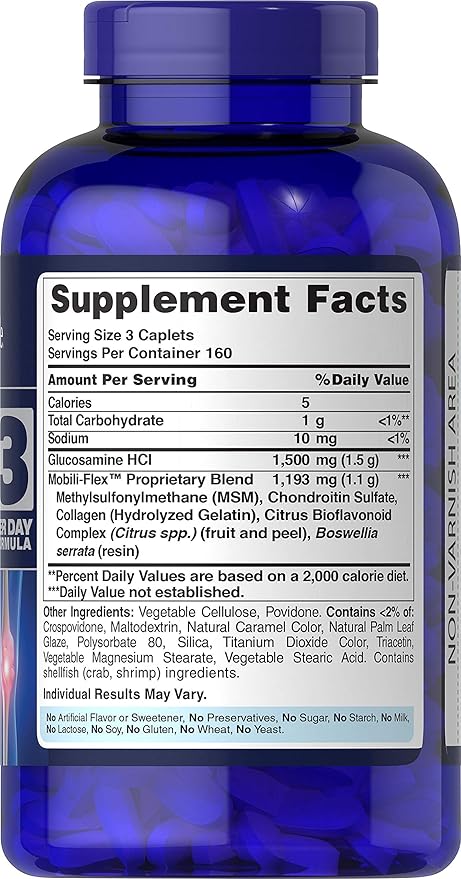 Puritan's Pride Glucosamine, Chondroitin & MSM Capsules, 3 Per Day Formula