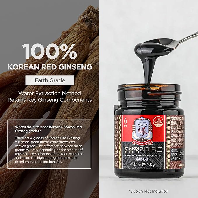 JUNG KWAN JANG Korean Red Ginseng Extract Limited 100g Jar | Ginseng Supplement, Ginseng Tea | Energy Boost,Stamina, Immune Support | 100% Korean Red Ginseng Extract | Vegan Friendly | 100g