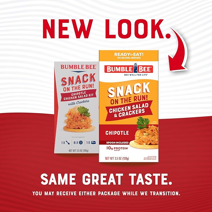 Bumble Bee Snack On The Run! Protein Snack Pack - Chipotle Chicken Salad with Crackers - 10g Protein per Box - Ready to Eat Easy-Open Canned Chicken Salad (Pack of 1)