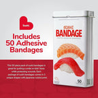 BioSwiss Bandages, Sushi Shaped Self Adhesive Bandage Set, Latex Free, Sterile Wound Care, 50 Count