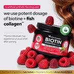 Biotin Gummies 10000mcg for Women and Men - Extra Strength Hair, Skin and Nails Gummies with Collagen - Natural Biotin Gummy Supplement for Hair, Skin, Nails Support - 60 ct