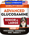 Advanced Glucosamine Hip & Joint Supplement for Senior Dogs - Green Lipped Mussel & Collagen - Hip & Joint Pain Relief - Large & Small Breed - Joint Health - Bacon - 120 Chews